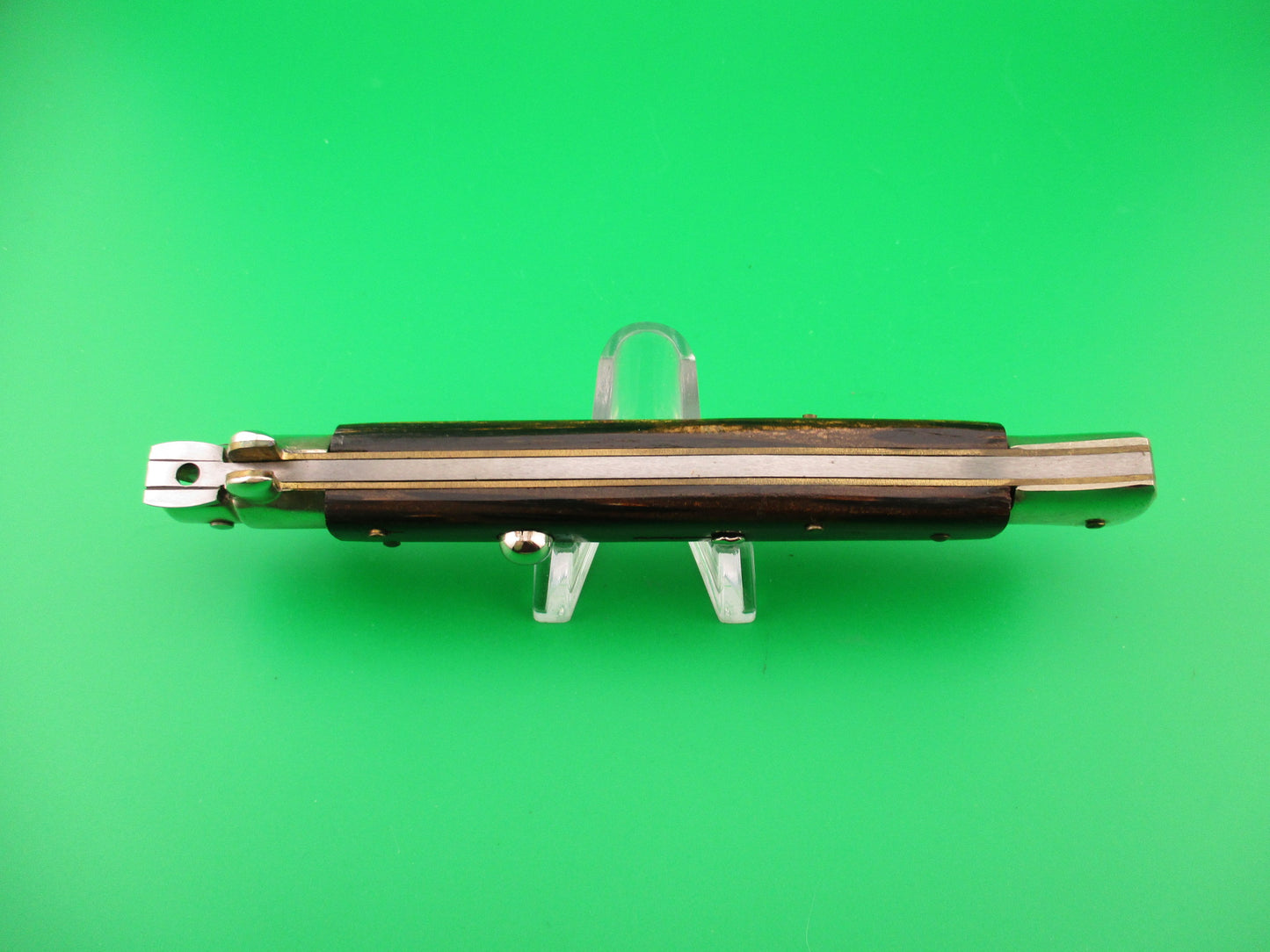 FRANK B 2002 28cm Italian Picklock Bayonet horn automatic knife in Wood box