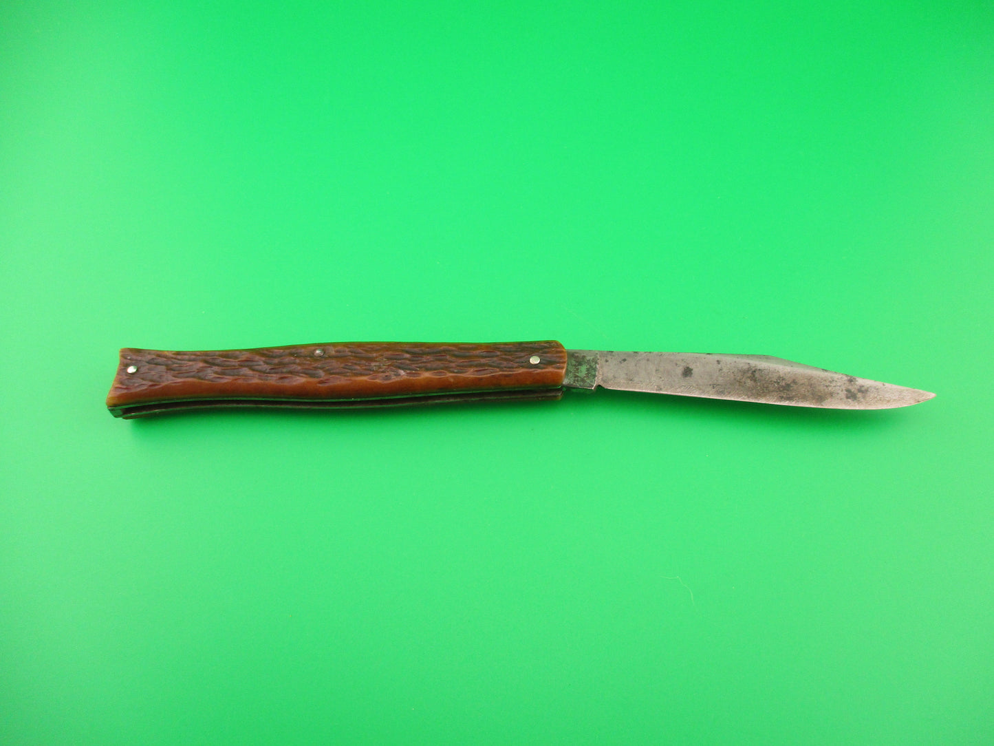 PRESTO PAT PEND-G #6000S Fishtail Jigged Bone scales Vintage switchblade knife