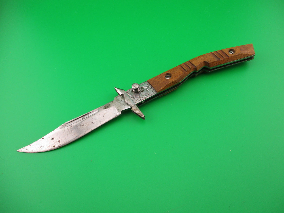 RPK 22cm Russian Prison Knife Swing guard Wood handles vintage automatic knife