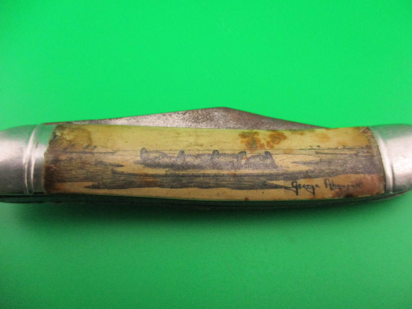 Hammer Brand Utility Jack 1950s Automatic knife with Art by George Ahgupuk