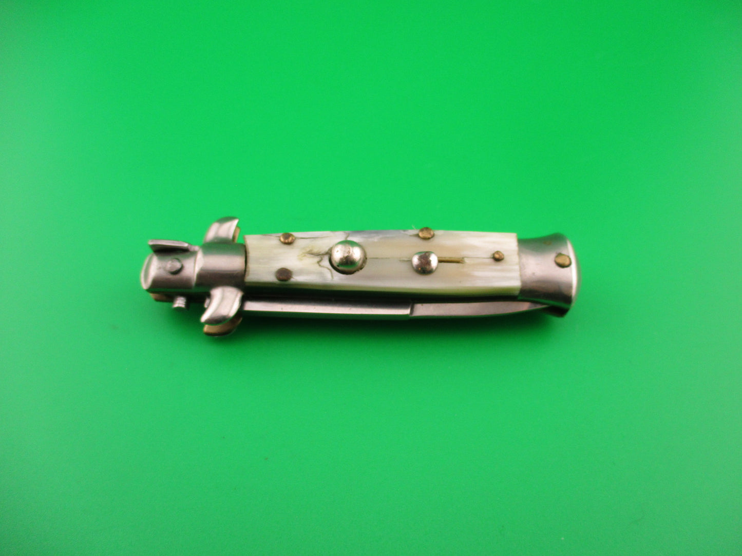 ROSTFREI 14cm Italian Swivel bolster Bayonet Horn automatic knife