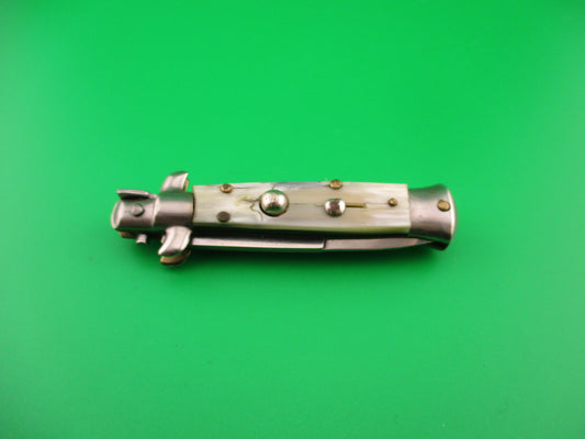 ROSTFREI 14cm Italian Swivel bolster Bayonet Horn automatic knife