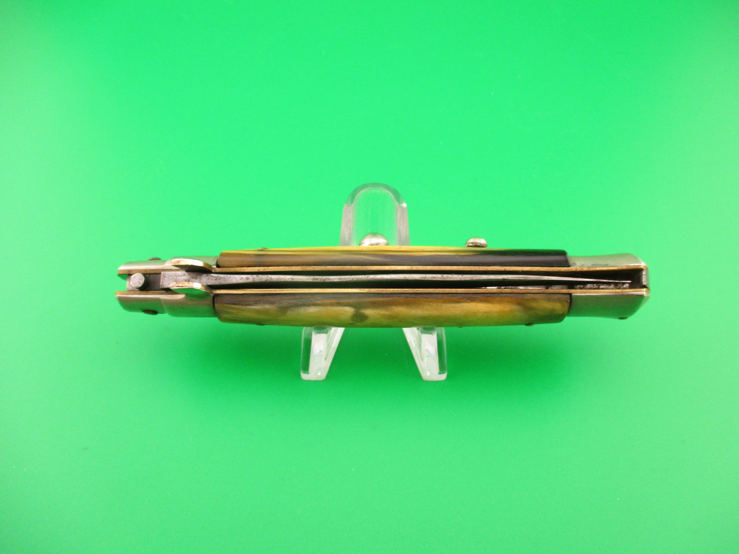 Latama ITALY 23cm Italian Picklock KRIS Yellow horn 1950s vintage automatic knife