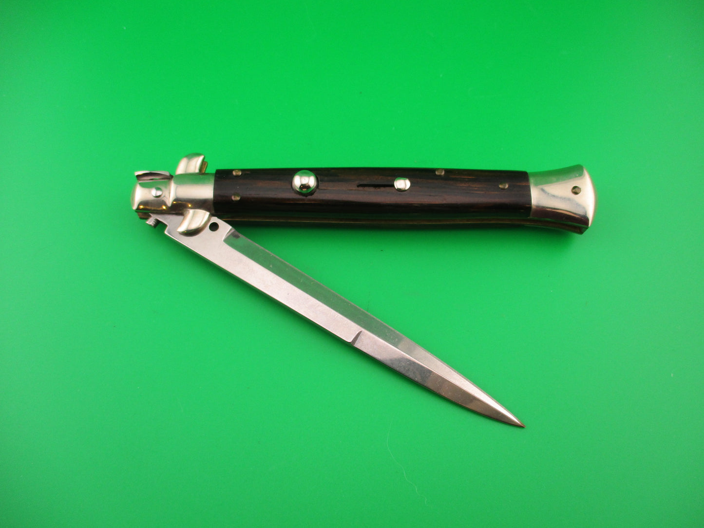 FRANK B 2002 28cm Italian Picklock Bayonet horn automatic knife in Wood box
