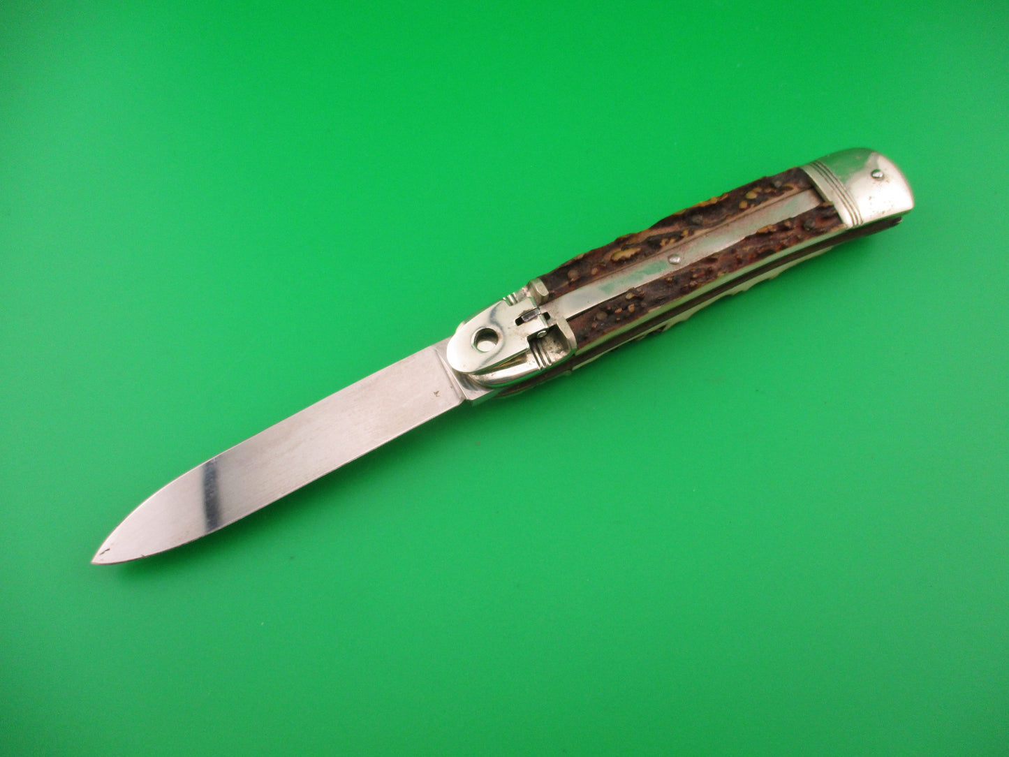 ROSTFREI KISSING CRANE 11cm German Lever Stag vintage automatic knife