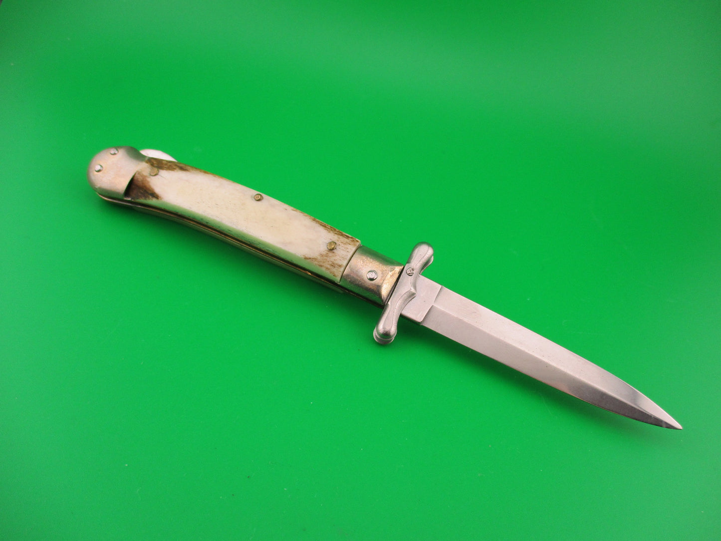 ROSTFREI MEDICI 19cm Italian Stag Swing guard dagger automatic knife