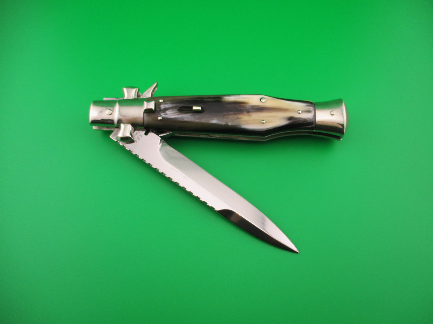 z AGA CAMPOLIN ITALY 29cm Italian BLACK WIDOW Fulcrum Wasp Square button automatic knife