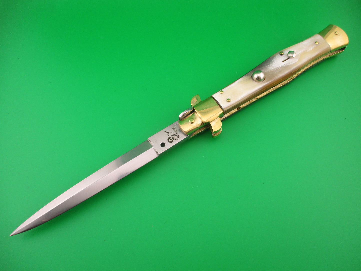 Renzo Pascotto Maniago Italy 30cm Italian Wasp body Picklock Brazilian Horn automatic knife