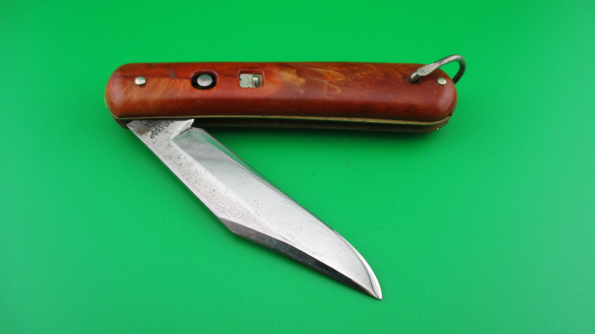COLONIAL SHUR-SNAP Fatjack brown swirl vintage switchblade knife ...