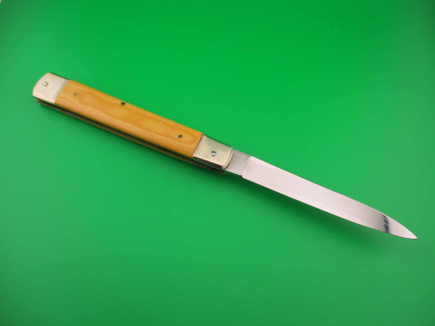 Hubertus Solingen 14cm Large Slimline Lever Yellow Micarta automatic knife