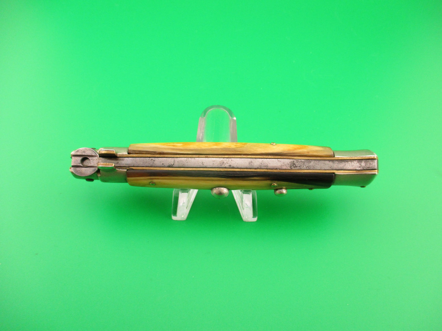Latama ITALY 23cm Italian Picklock KRIS Yellow horn 1950s vintage automatic knife