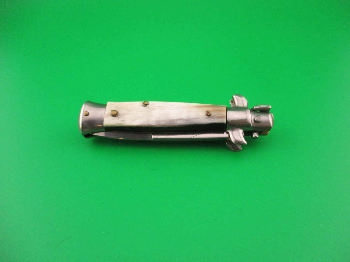 ROSTFREI 14cm Italian Swivel bolster Bayonet Horn automatic knife