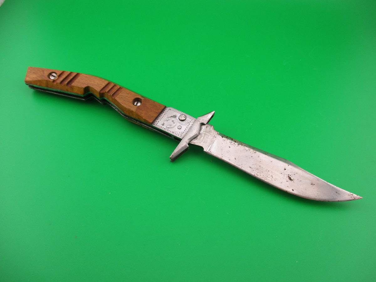 RPK 22cm Russian Prison Knife Swing guard Wood handles vintage automatic knife