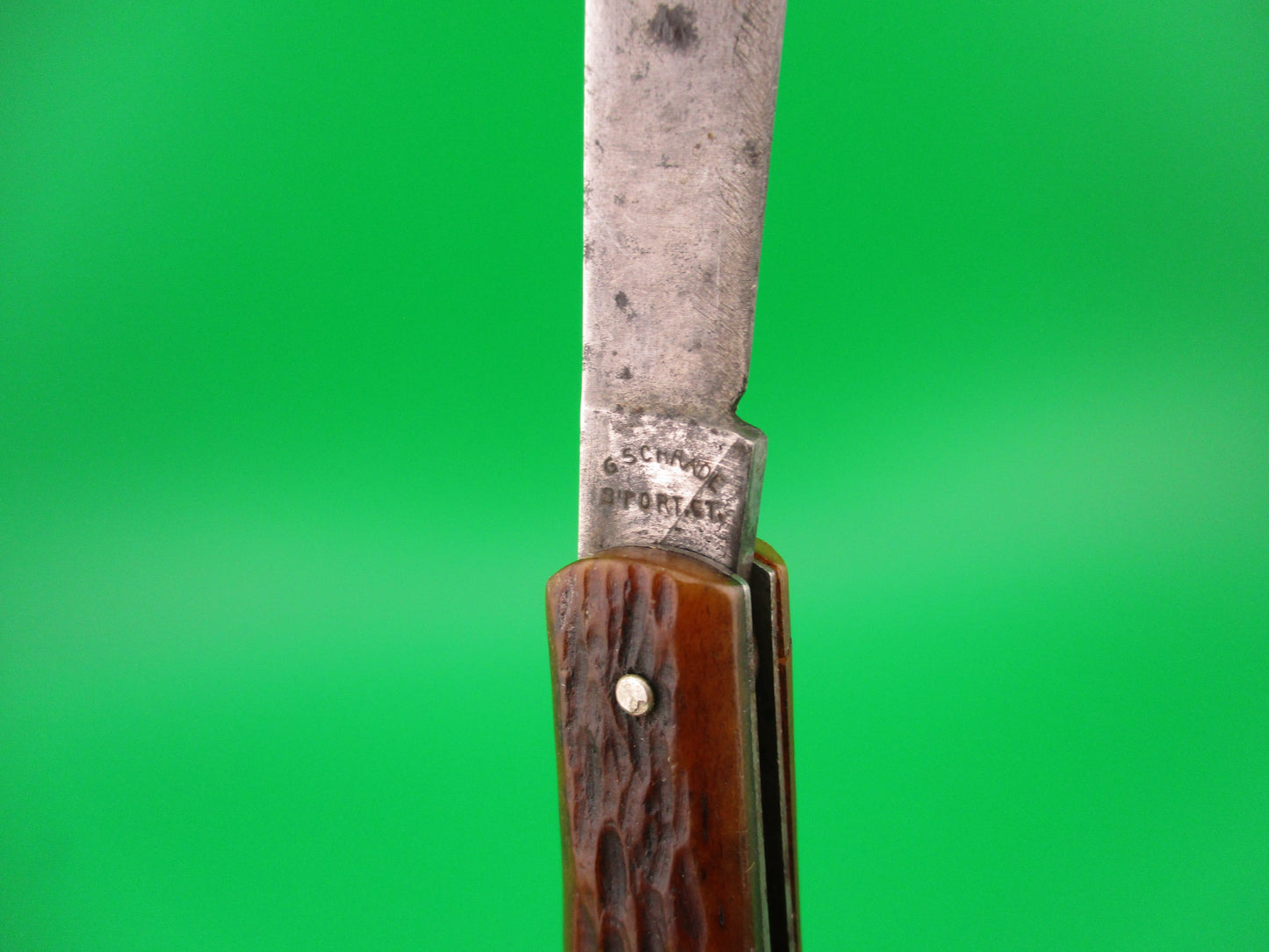 PRESTO PAT PEND-G #6000S Fishtail Jigged Bone scales Vintage switchblade knife