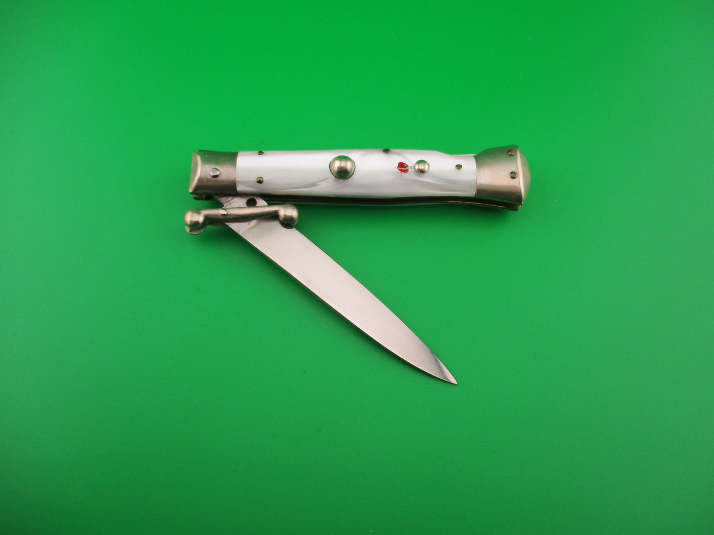 MADE IN ITALY INOX 18cm Italian Swing Guard Pearlex Red Dot vintage automatic knife