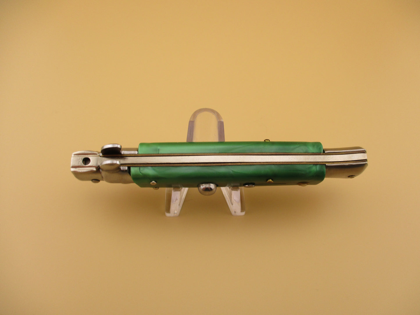 440 STAINLESS MILANO 22cm Italian Stiletto Green pearlex automatic knife