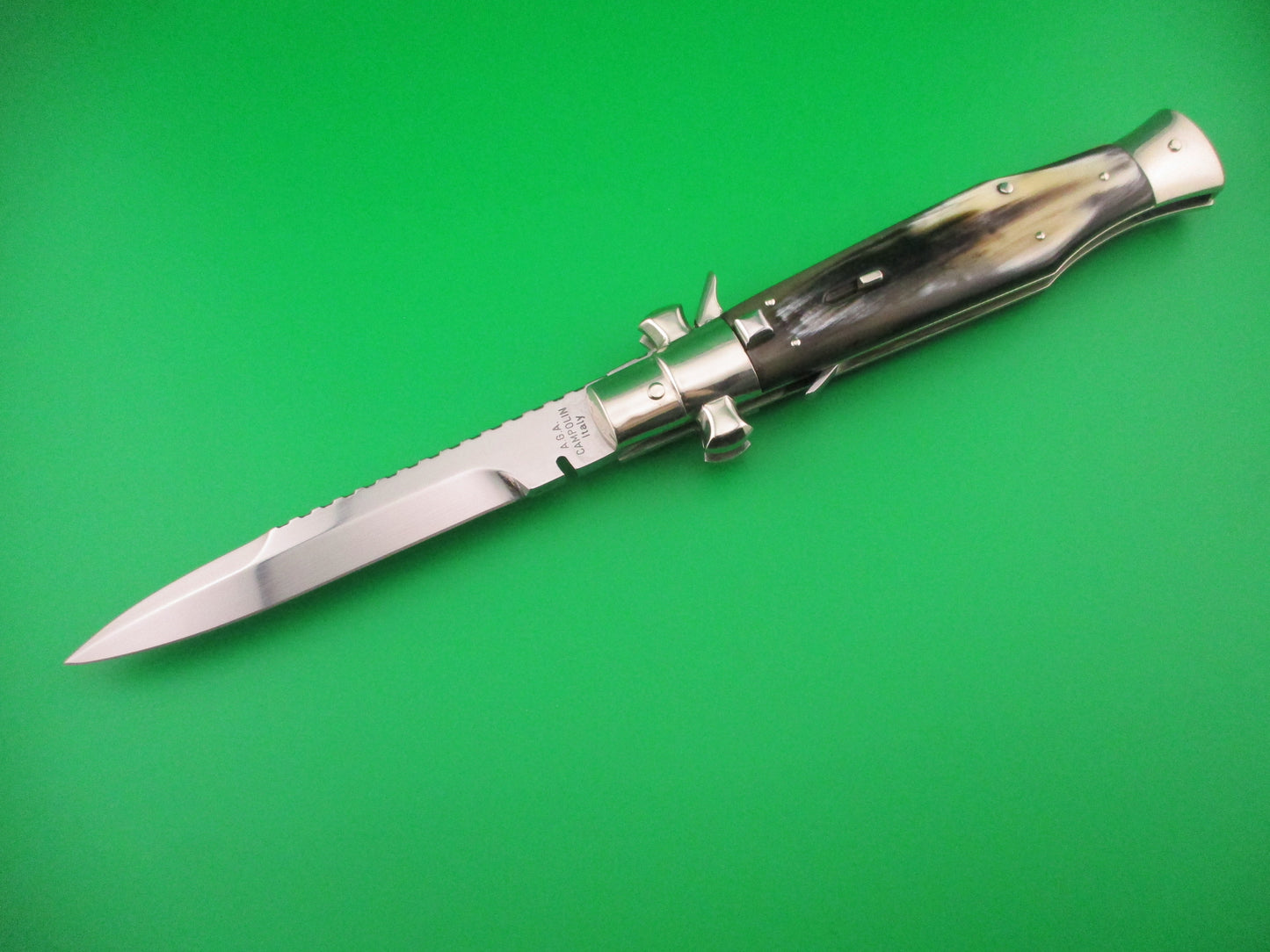 z AGA CAMPOLIN ITALY 29cm Italian BLACK WIDOW Fulcrum Wasp Square button automatic knife