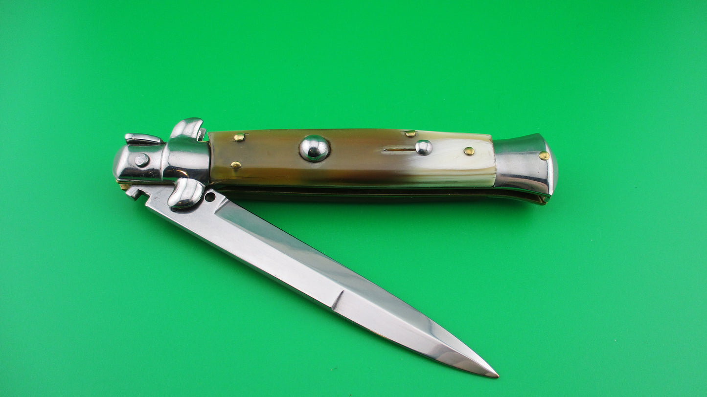 STILETTO ITALY 23cm Italian Stiletto Honey horn swivel bolster switchblade knife