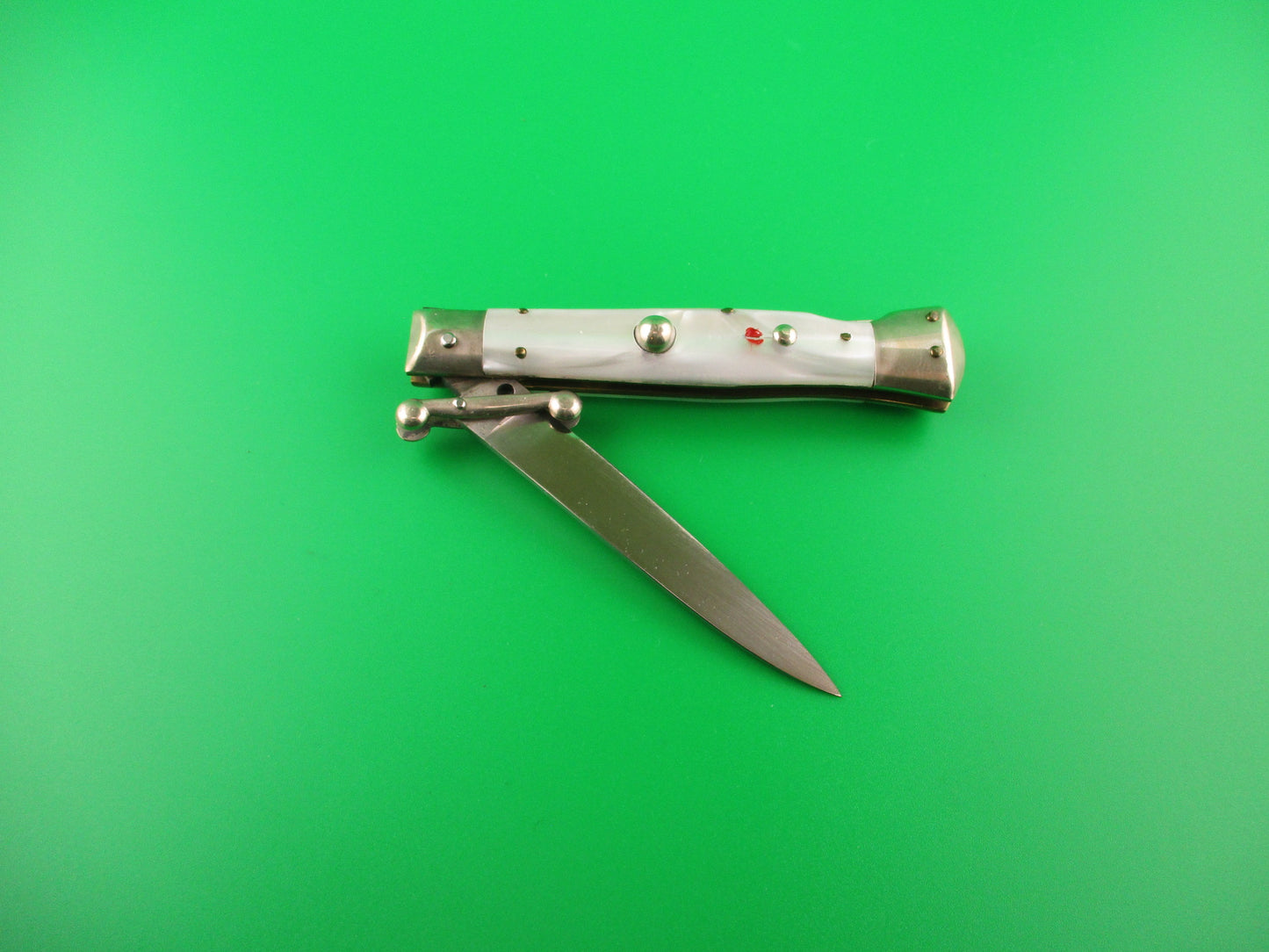 MADE IN ITALY INOX 18cm Italian Swing Guard Pearlex Red Dot vintage automatic knife