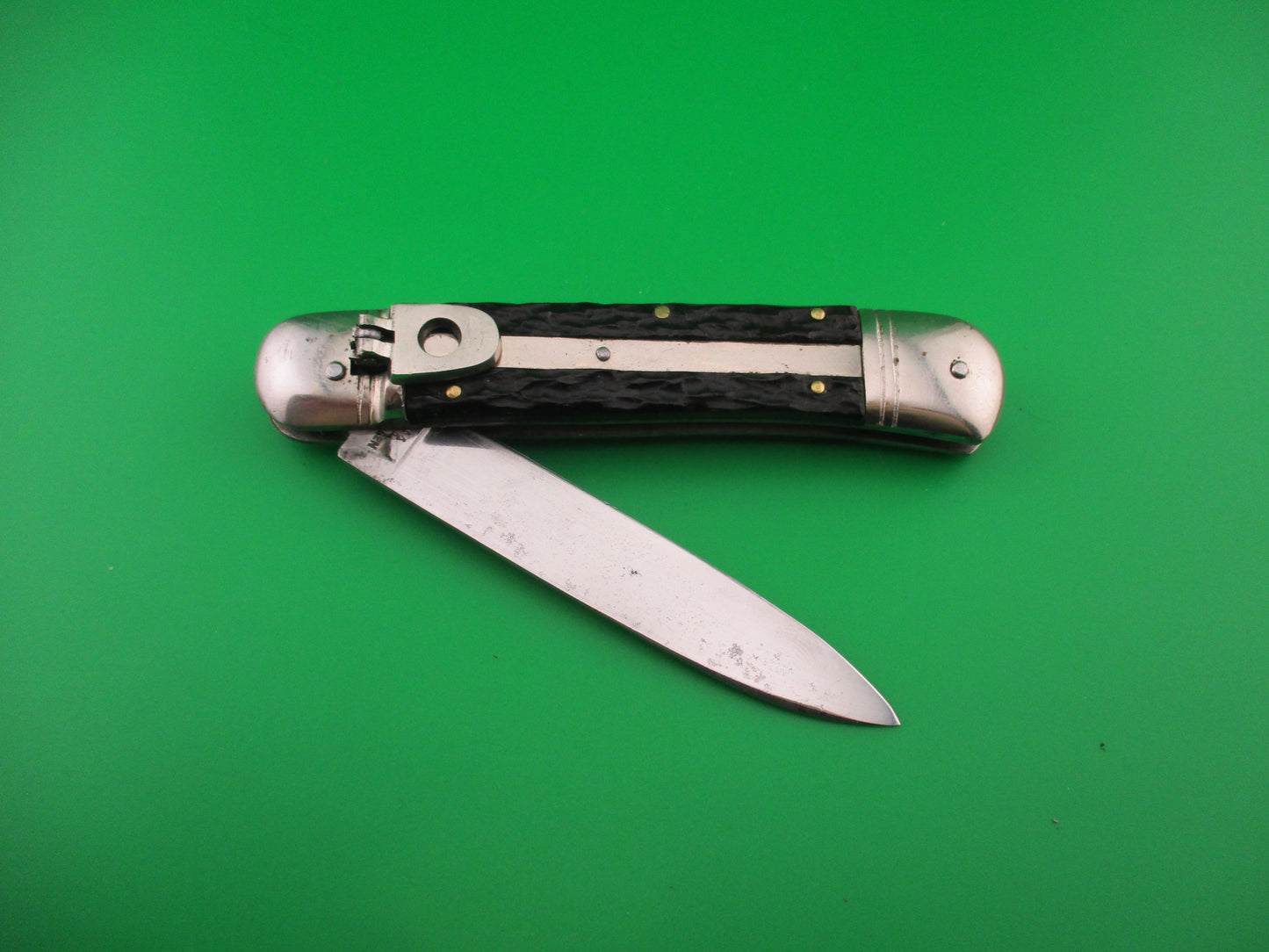 SOLINGEN Kissing Crane 11cm German Lever Dark Jigged Bone vintage automatic knife