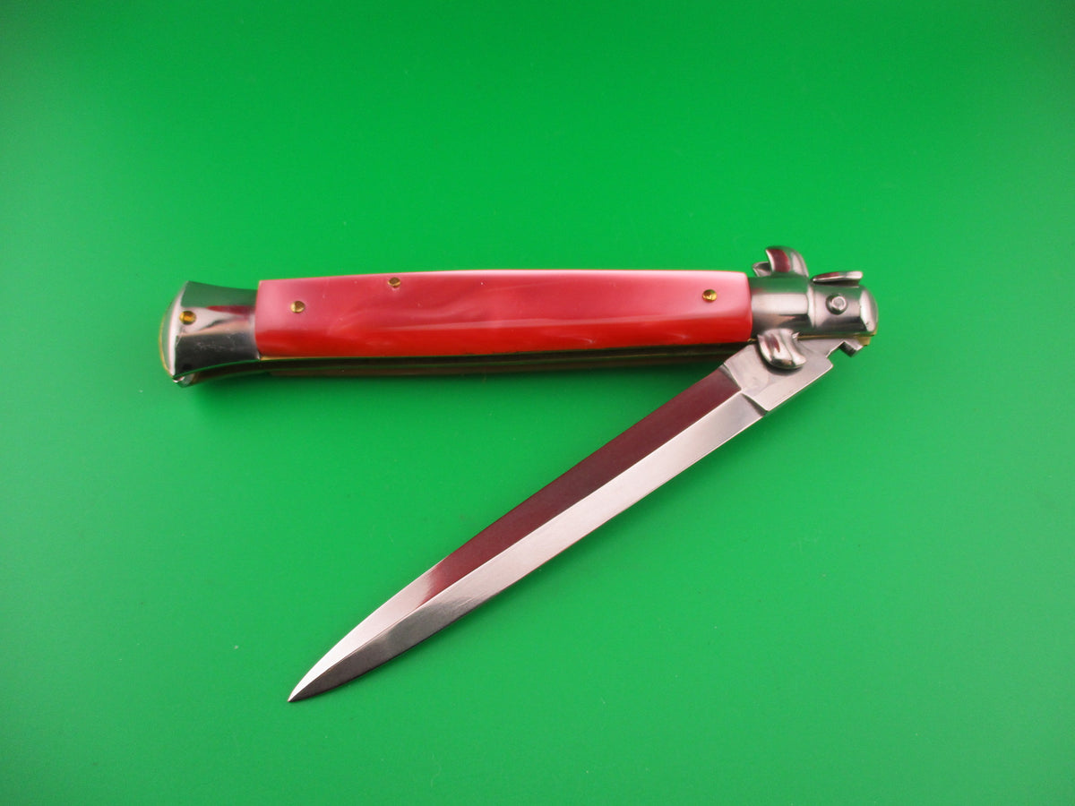 STILETTO ITALY 28cm Italian Swivel bolster Dagger Pink Acrylic automatic knife