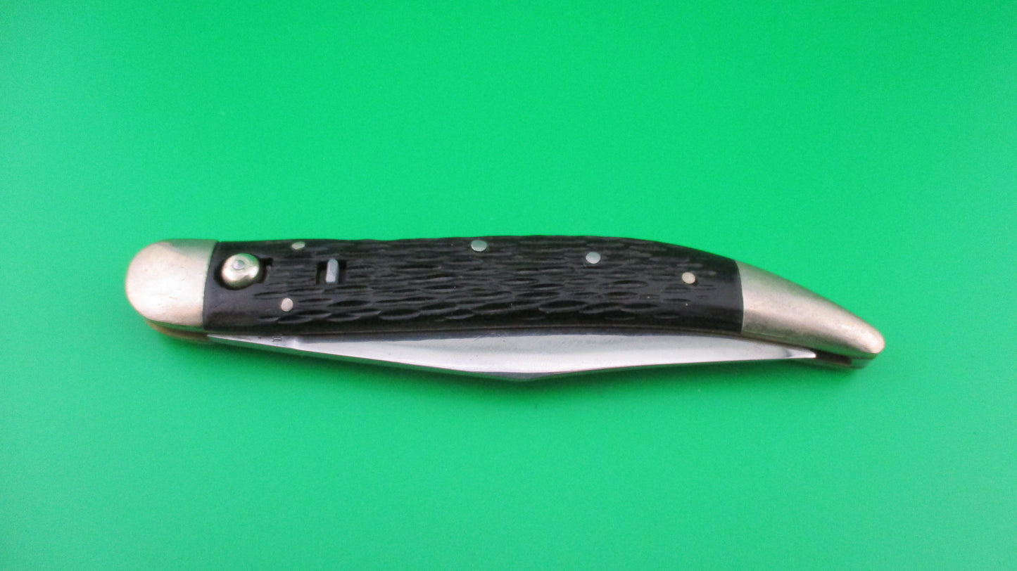 Queen Cutlery Co Titusville, PA Jet 25 Toothpick Black w/safety switchblade