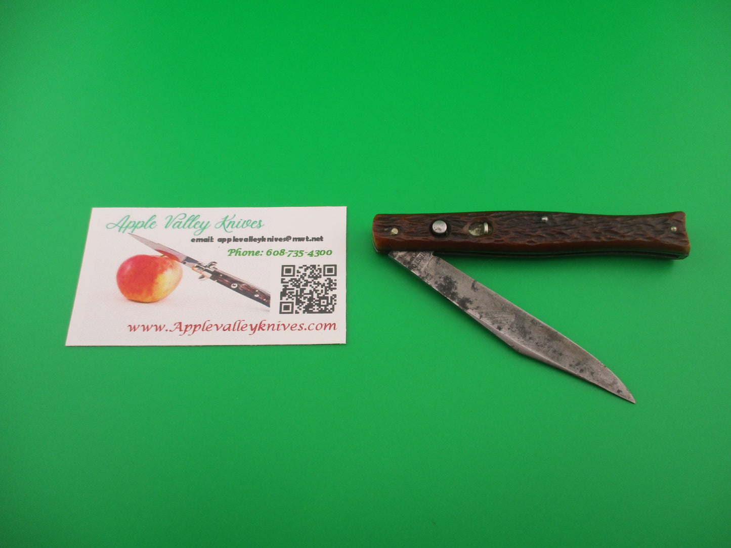 PRESTO PAT PEND-G #6000S Fishtail Jigged Bone scales Vintage switchblade knife