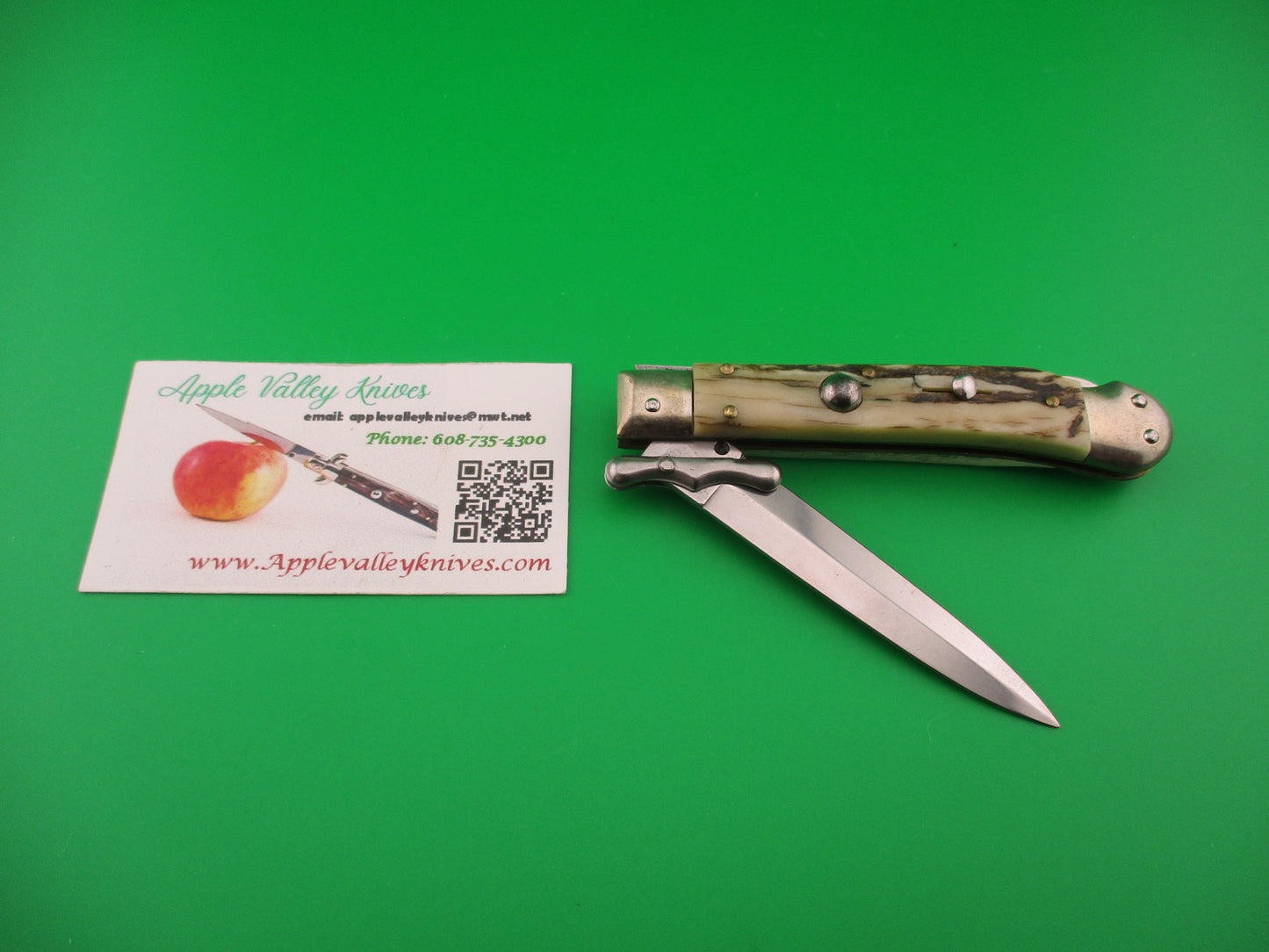 ROSTFREI MEDICI 19cm Italian Stag Swing guard dagger automatic knife
