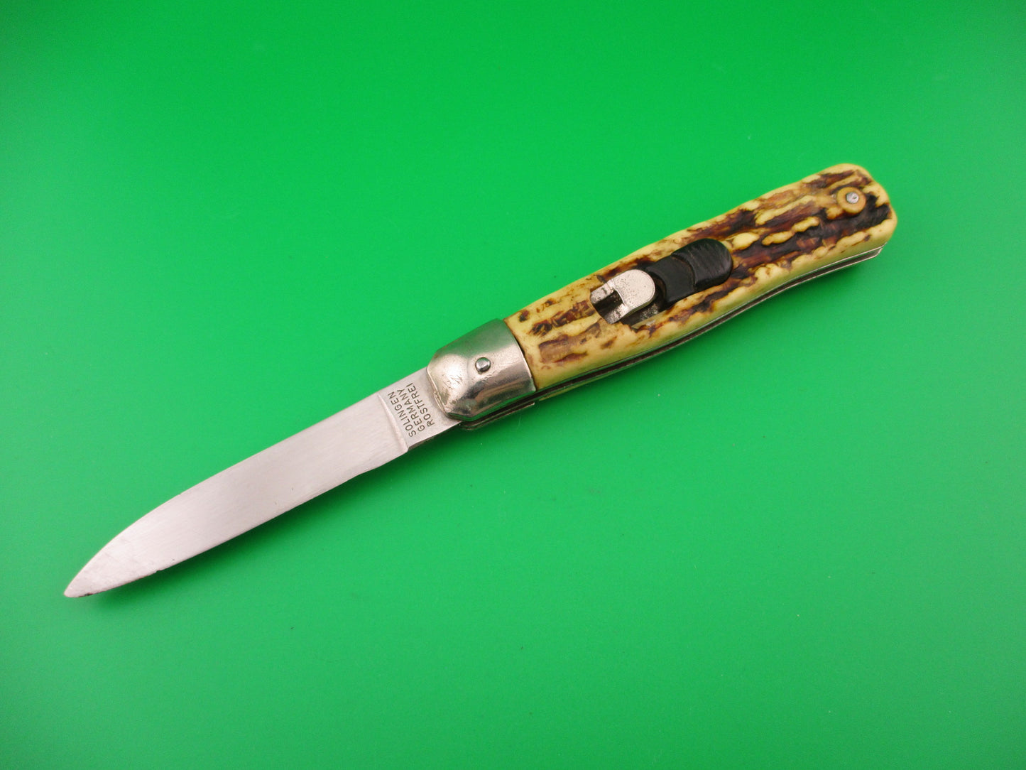 SOLINGEN GERMANY ROSTFREI 18cm German Imitation Stag automatic knife