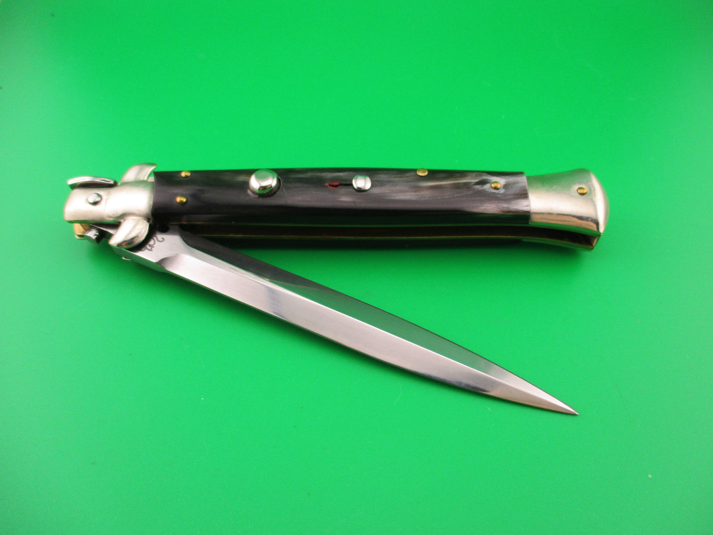 LATAMA WALT'S 28cm Classic Dark Horn Dagger Grind switchblade knife 5mm