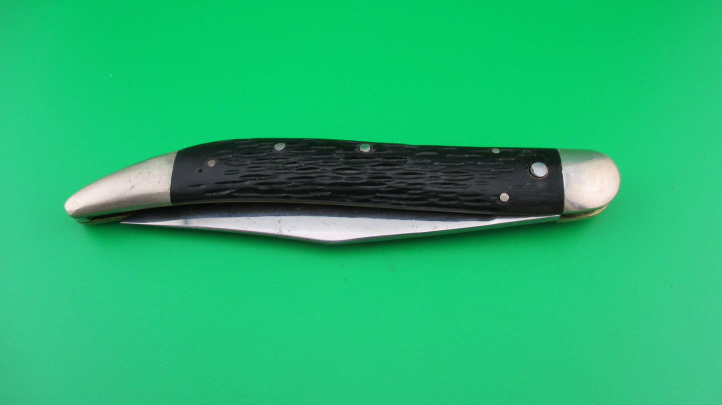 Queen Cutlery Co Titusville, PA Jet 25 Toothpick Black w/safety switchblade