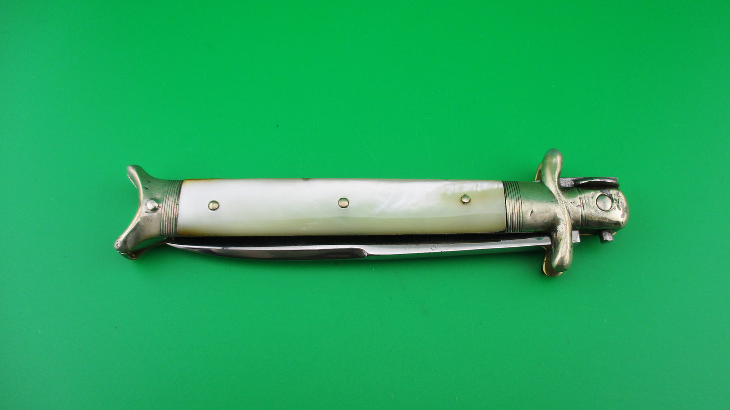 23cm French Chatellerault Mother of Pearl 1850s manual picklock folding knife