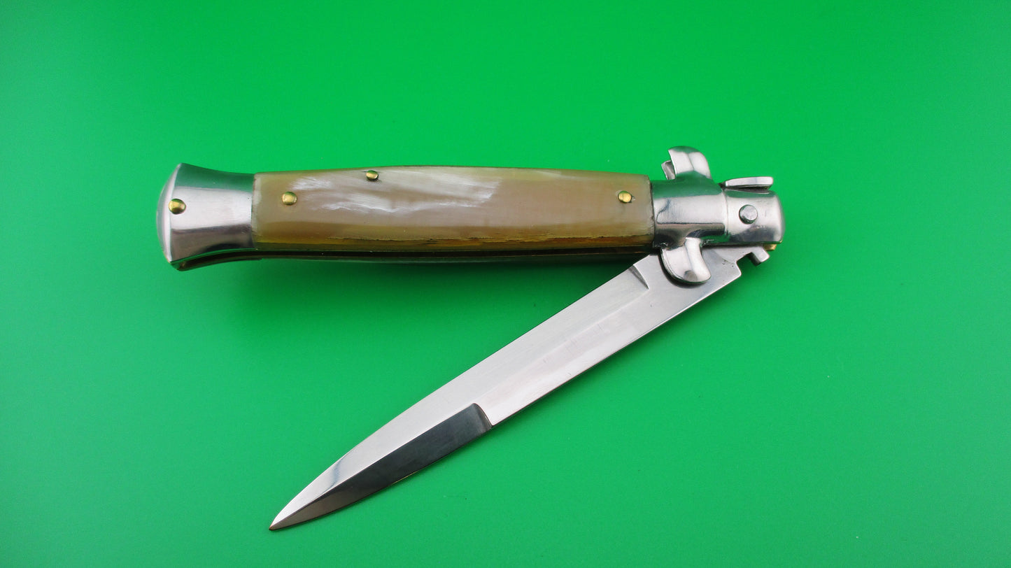 STILETTO ITALY 23cm Italian Stiletto Honey horn swivel bolster switchblade knife