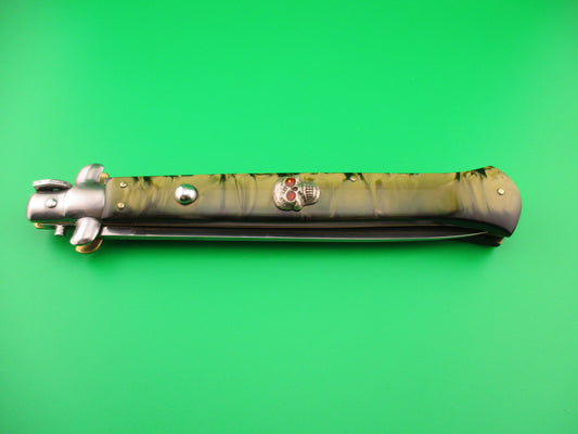 MADE IN ITALY 33cm Italian Chad Ruben Customized w Skull & Green Smoke Krinite automatic knife