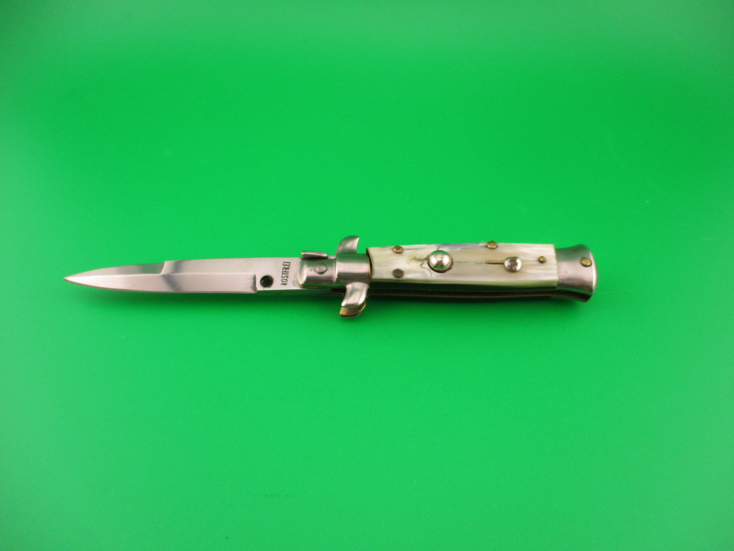 ROSTFREI 14cm Italian Swivel bolster Bayonet Horn automatic knife