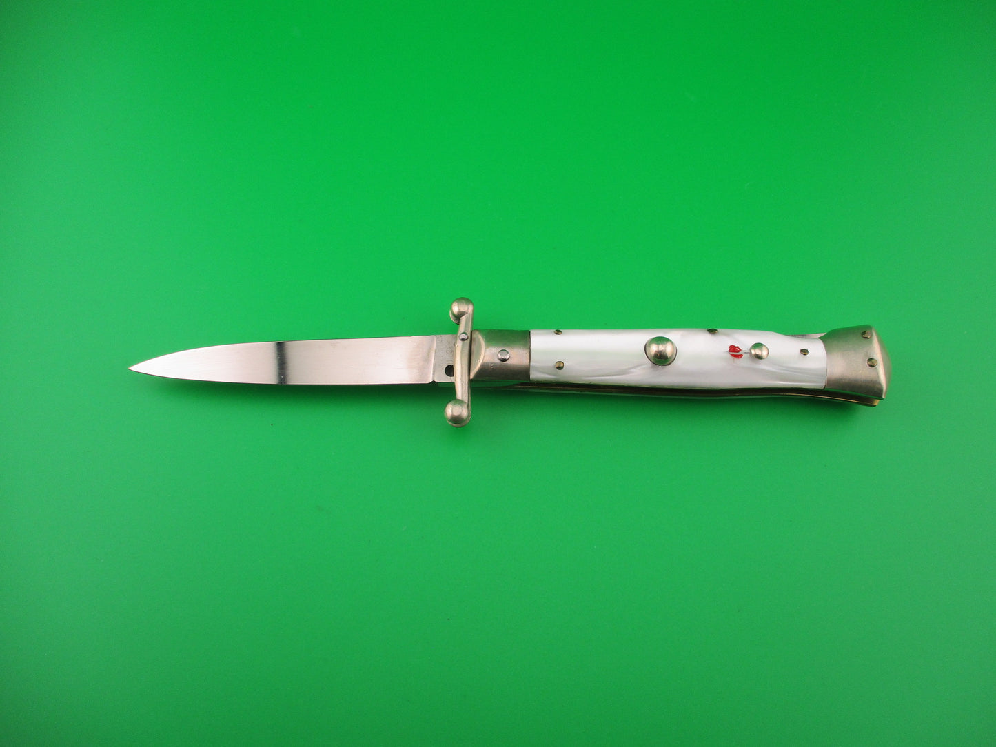MADE IN ITALY INOX 18cm Italian Swing Guard Pearlex Red Dot vintage automatic knife