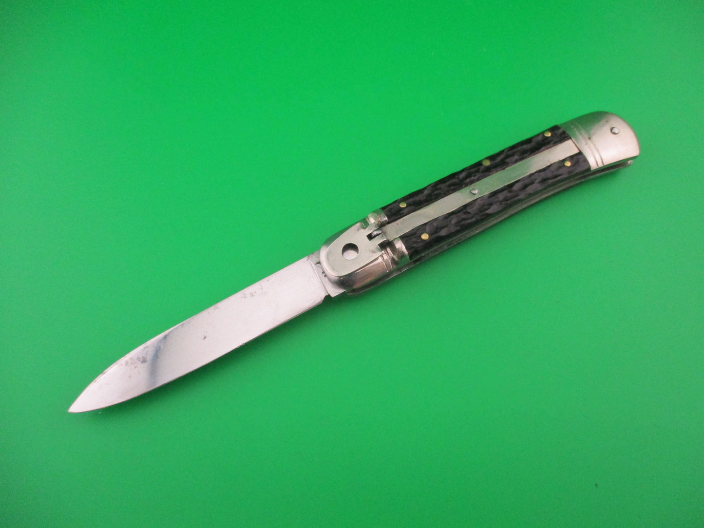 SOLINGEN Kissing Crane 11cm German Lever Dark Jigged Bone vintage automatic knife