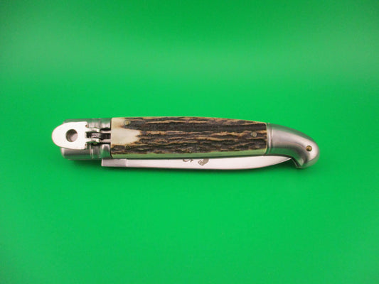 ROSTFREI Panther 20cm Italian Birds head lever automatic knife w Stag scales