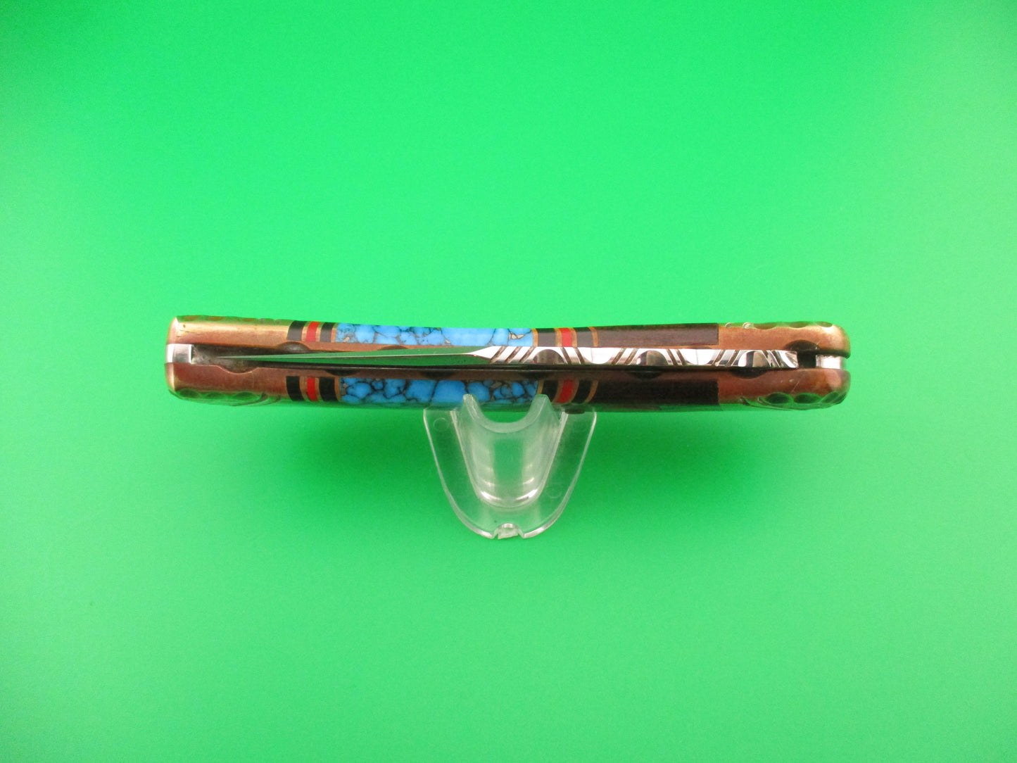 BUCK 110 BASH DANI SA Conversion Customized Navajo style Turquoise & Brass automatic knife