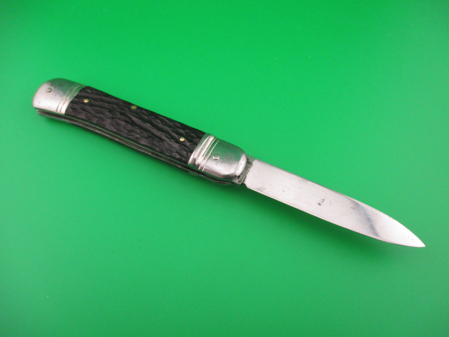 SOLINGEN Kissing Crane 11cm German Lever Dark Jigged Bone vintage automatic knife