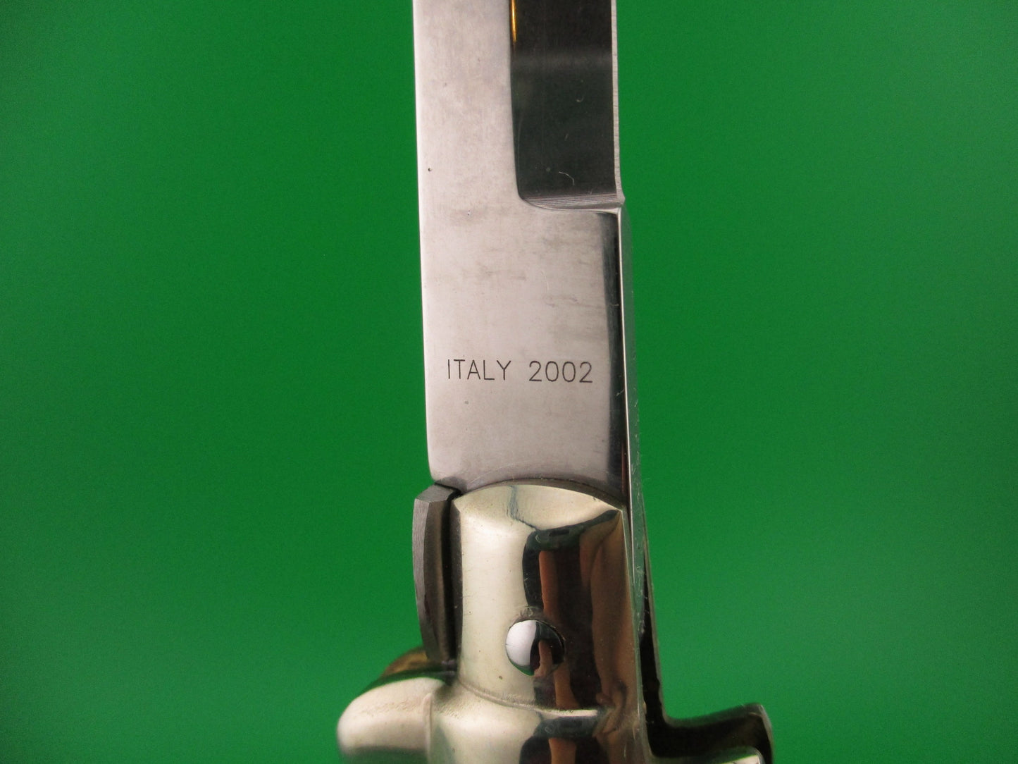 FRANK B 2002 28cm Italian Picklock Bayonet horn automatic knife in Wood box