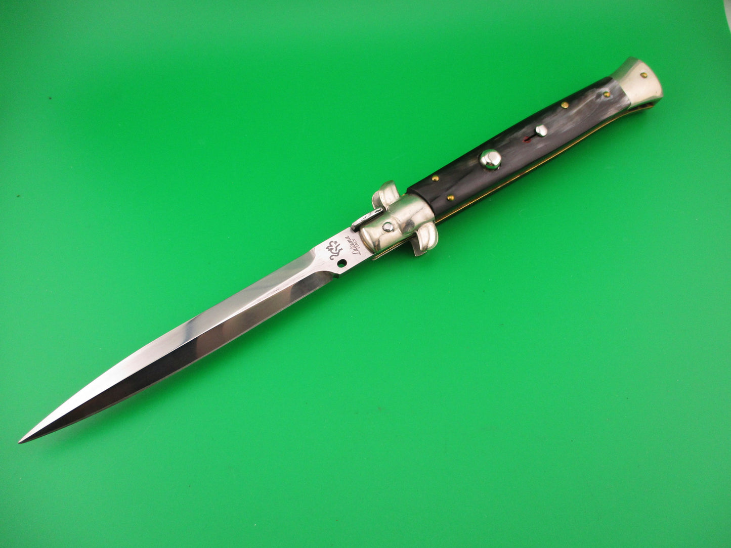 LATAMA WALT'S 28cm Classic Dark Horn Dagger Grind switchblade knife 5mm