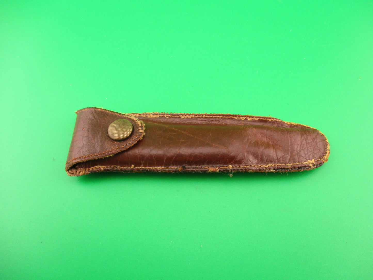 PRESTO Double Jigged bone #600S vintage automatic knife w Leather purse Near mint