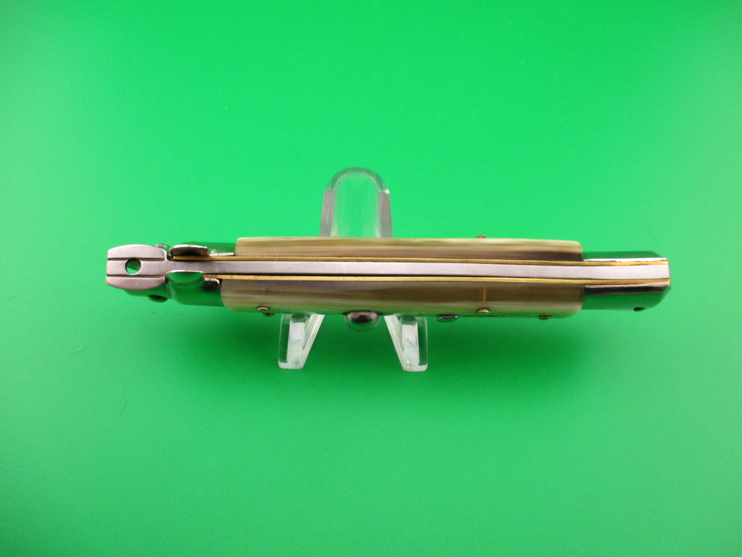AB STILETTO ITALY 23cm Italian Dagger Blade Honey & Cream swivel bolster switchblade knife