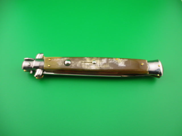 FRANK B ITALY 33cm Italian Stiletto swivel bolster Honey horn automatic knife
