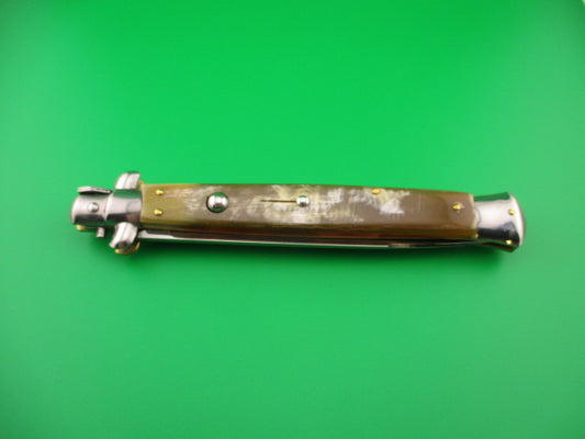 FRANK B ITALY 33cm Italian Stiletto swivel bolster Honey horn automatic knife