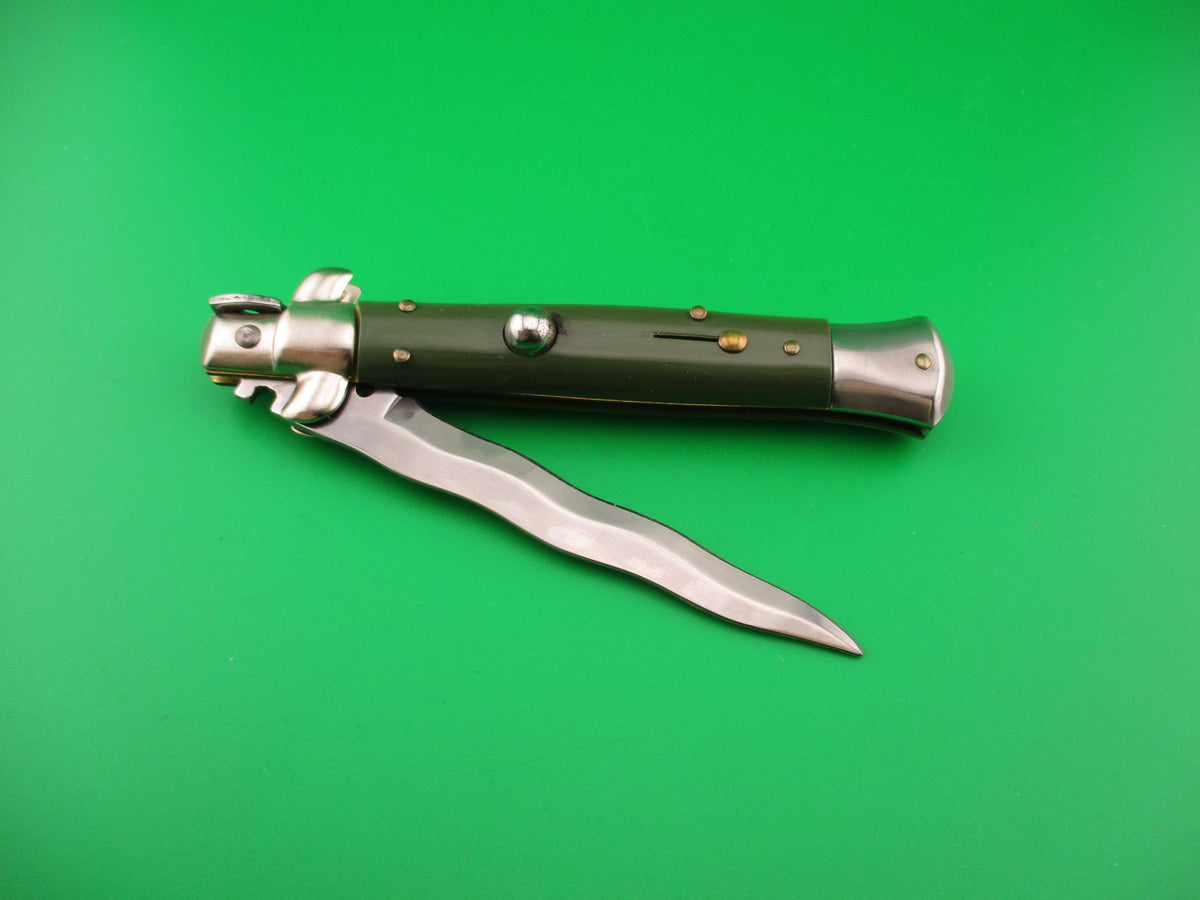 Italy Stainless 23cm Italian Swivel bolster KRIS Green 1990s automatic knife