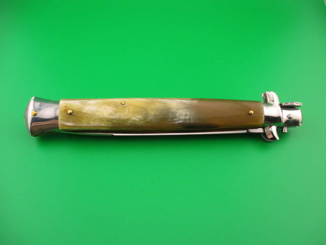 FRANK B ITALY 33cm Italian Stiletto swivel bolster Honey horn automatic knife