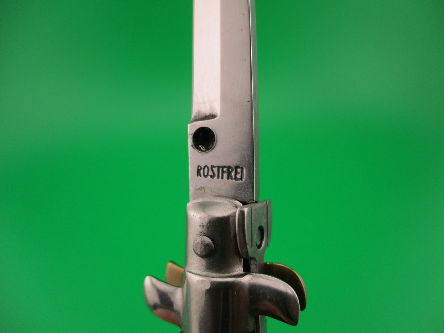 ROSTFREI 14cm Italian Swivel bolster Bayonet Horn automatic knife