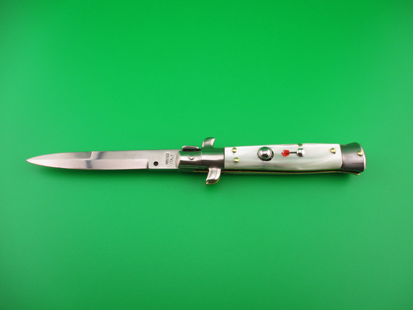 MANIAGO ITALY D.M. Dolphin 18cm Italian Picklock modern Pearlex automatic knife